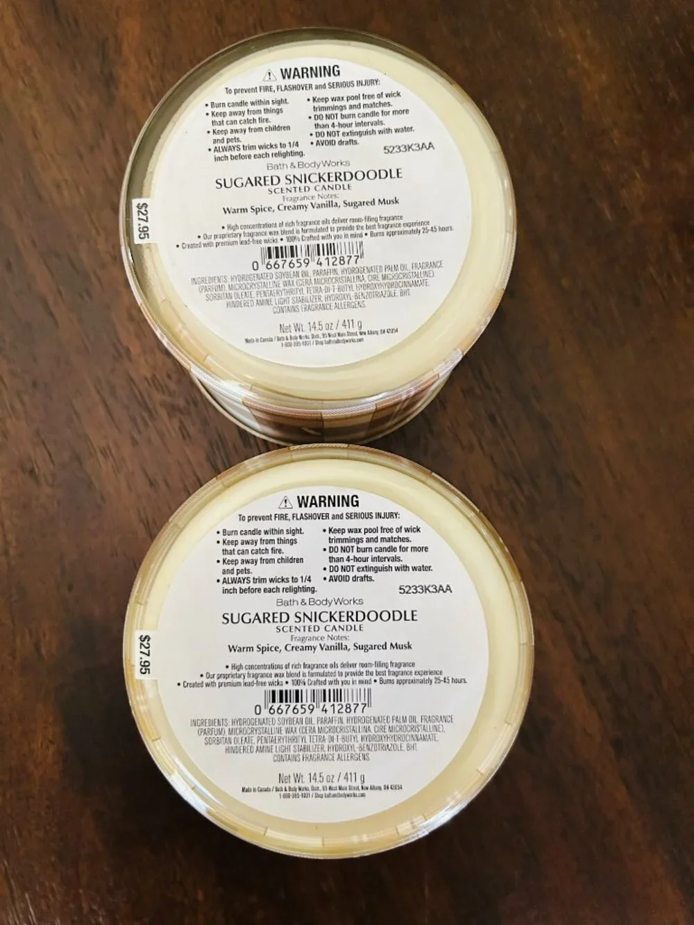 (2) Bath & Body Works Sugared Snickerdoodle 3-Wick Candles NEW - Picture 4 of 4